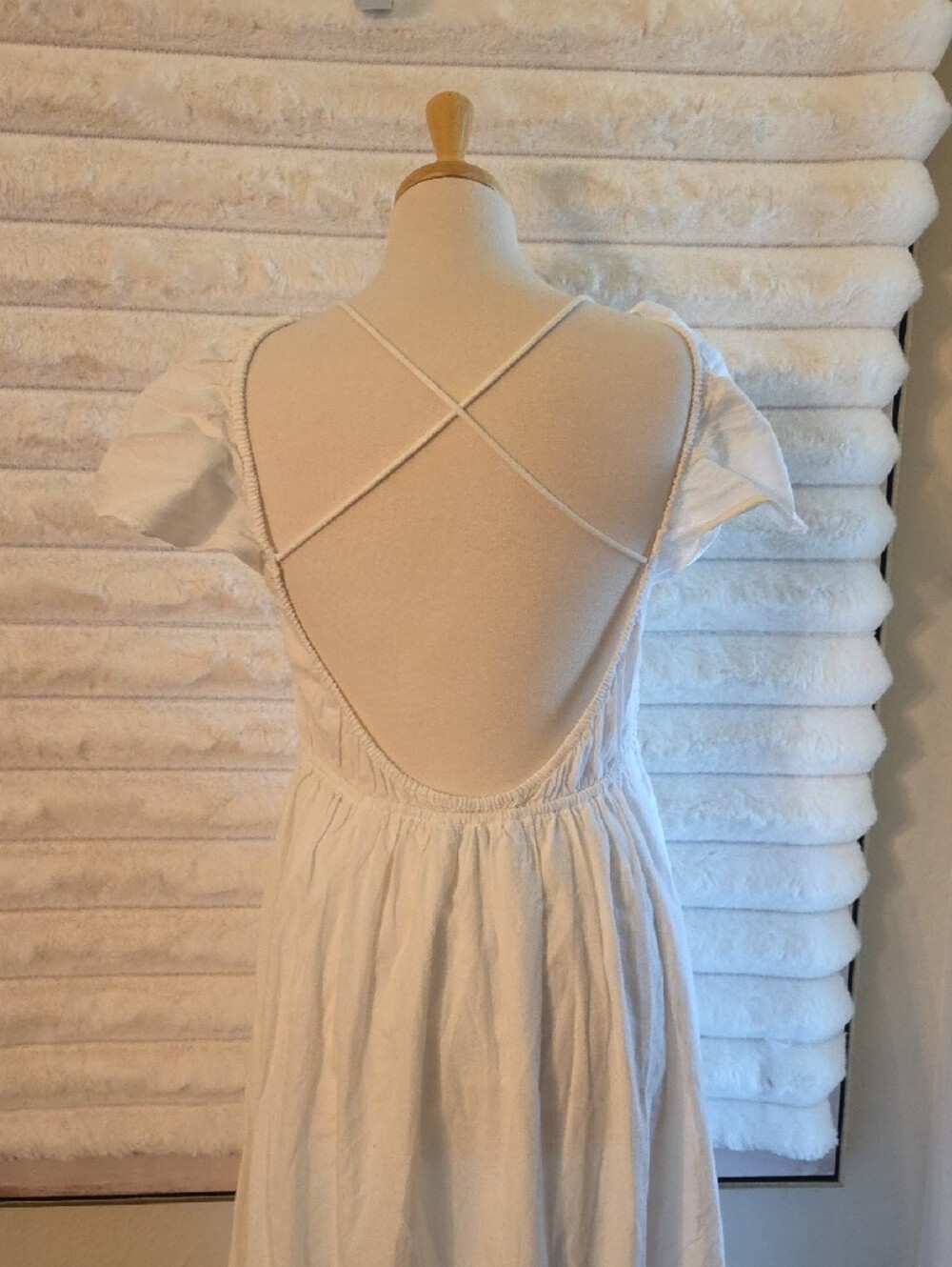 Zara White Smocked Backless Maxi Dress Size L - Picture 9 of 13